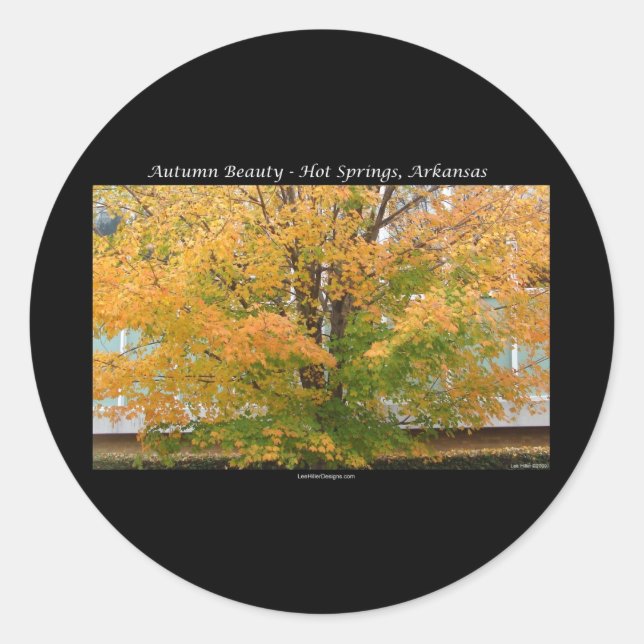 Autumn Beauty Hot Springs, Arkansas Apparel Gifts Classic Round Sticker (Front)