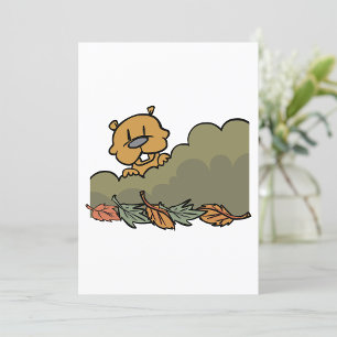 Autumn Beaver Hiding Invitation