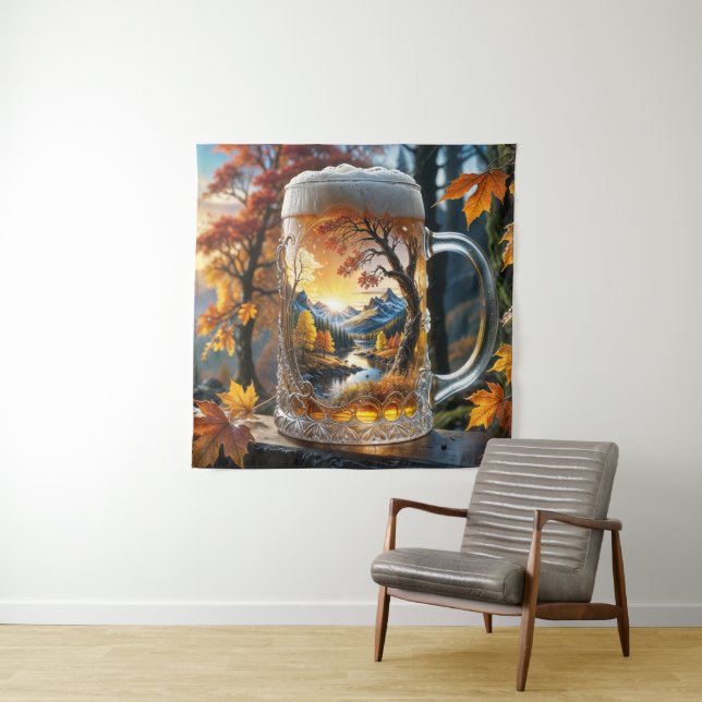 Autumn Beer Mug Tapestry (In Situ)