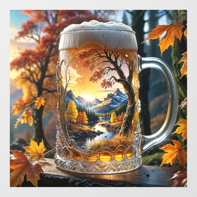 Autumn Beer Mug Window Cling (Sheet)