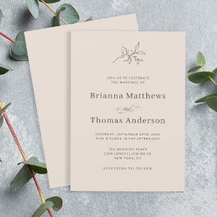 Autumn Beige Simple Elegant Wedding Invitation