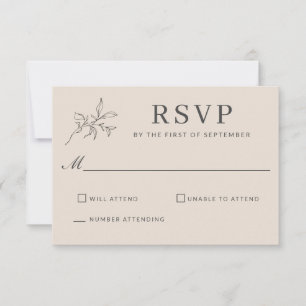 Autumn Beige Simple Elegant Wedding RSVP Card