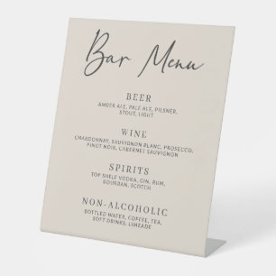 Autumn Beige Simple Minimalist Bar Menu Pedestal Sign