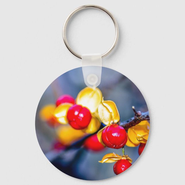 Autumn Berries Button Keychain (Front)