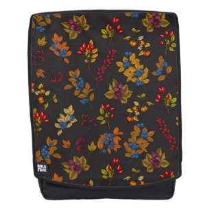 Autumn berries on chocolate brown 2 backpack