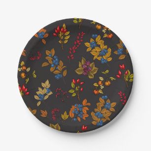 Autumn berries on chocolate brown 2 paper plate