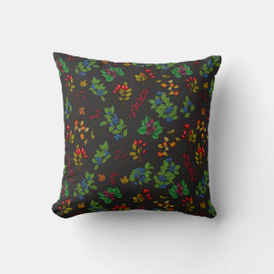 Autumn berries on chocolate brown cushion