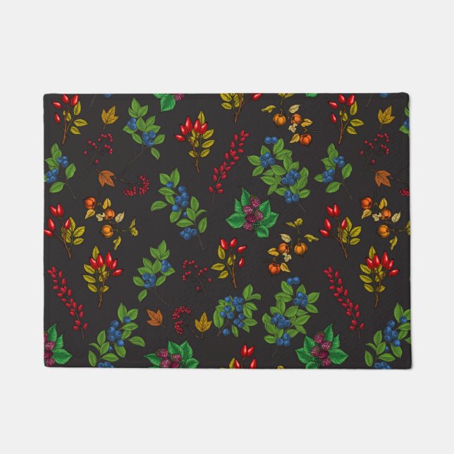 Autumn berries on chocolate brown doormat (Front)