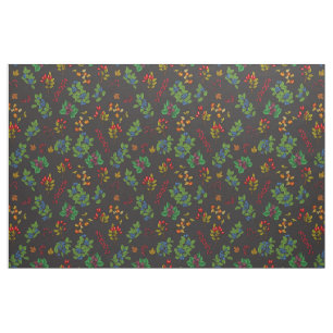 Autumn berries on chocolate brown fabric