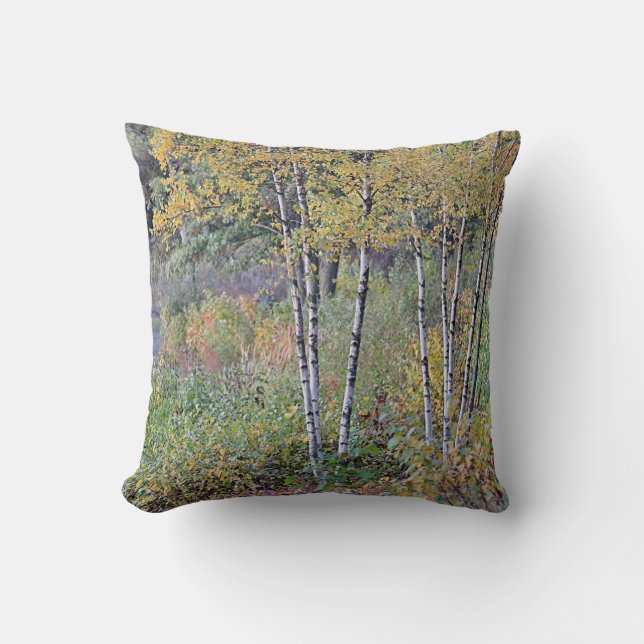 Autumn birch trees cushion (Front)