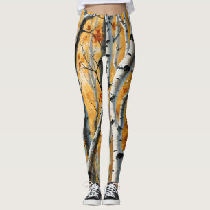 Autumn Birch Trees Leggings
