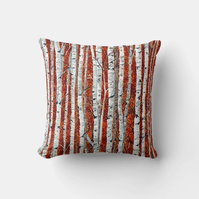 AUTUMN BIRCH TREES PILLOW (Front)