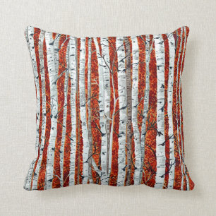 AUTUMN BIRCH TREES PILLOW