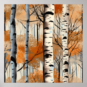 Autumn Birch Trees Poster
