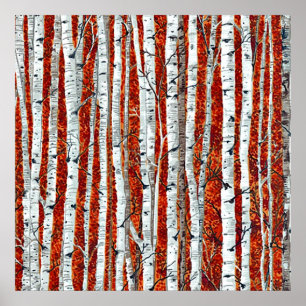 AUTUMN BIRCH TREES POSTER