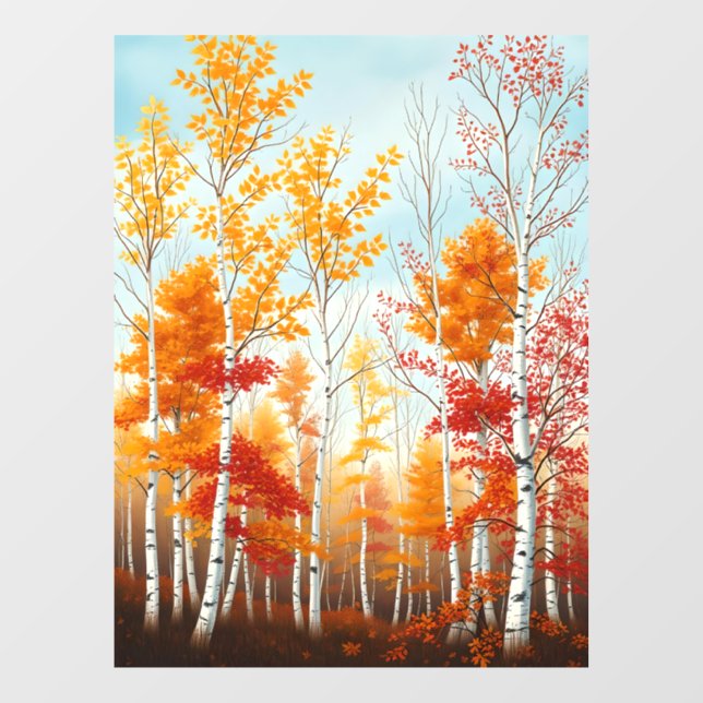 Autumn Birch Trees Window Cling (Sheet)