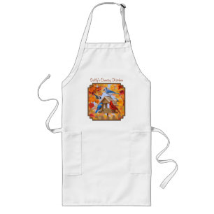 Autumn Bird Feeder Gathering Long Apron