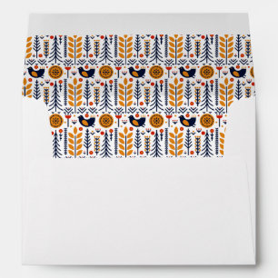 Autumn Bird Folk Art Pattern Envelope