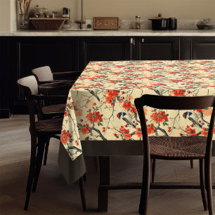 Autumn Birds and Flowers Tablecloth Seasonal Style