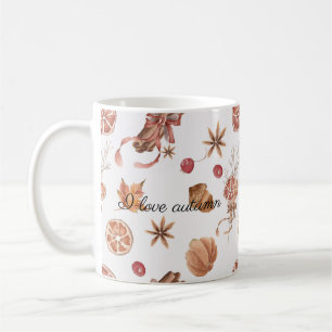 Autumn Birds Flowers and Leaves Watercolor Coffee Mug