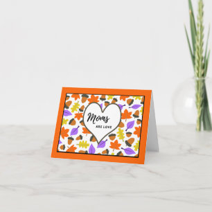 Autumn Birthday for Mum Colourful Leaves Acorns Card