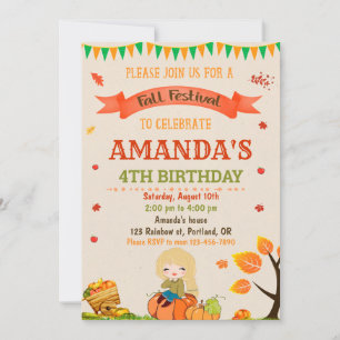 Autumn birthday invitation Fall festival party