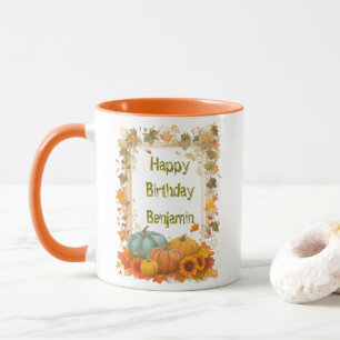 Autumn Birthday Mug Personalized Fall Pumpkins 