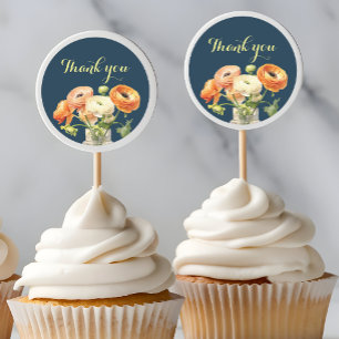 Autumn Birthday Party Fall Orange Flowers Classic Round Sticker
