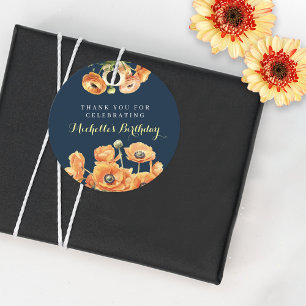 Autumn Birthday Party Fall Orange Flowers Favour Tags