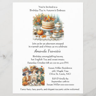 Autumn Birthday Tea Party Invitation Flyer