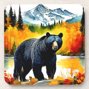 Autumn Black Bear River Design Coaster
