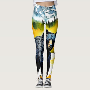 Autumn Black Bear River Design Leggings