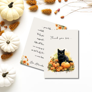 Autumn Black Cat & Pumpkins Thank You Card