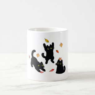 Autumn Black Cat Silhouettes Coffee Mug