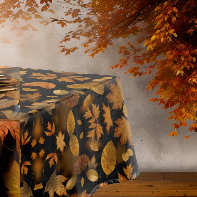 Autumn Black Orange Brown Pretty Foliage  Tablecloth (Creator Uploaded)