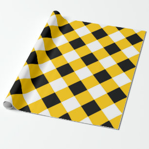 Autumn Black Yellow and White Pattern Wrapping Paper