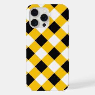 Autumn Black Yellow and White Plaid Pattern iPhone 15 Pro Max Case