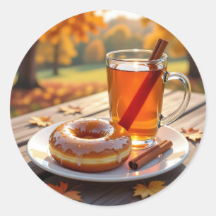 Autumn Blessings   Cider and Donut Classic Round Sticker