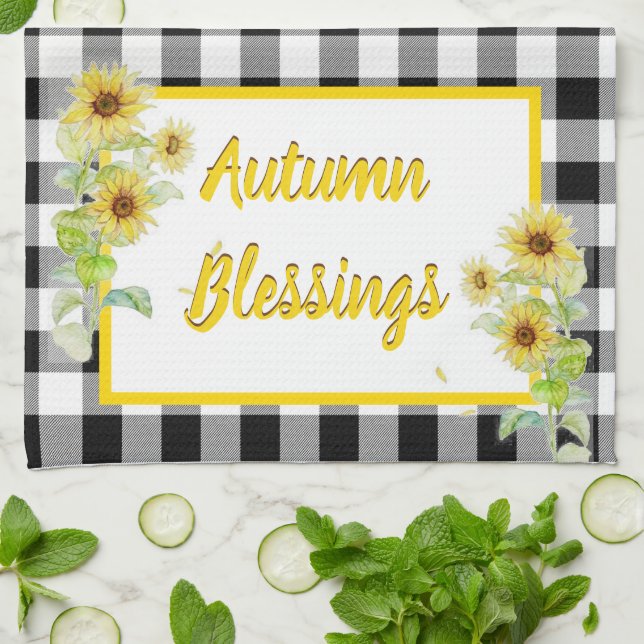 Autumn blessings kitchen towel (Folded)