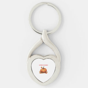 Autumn Blessings Pumpkin with Fall Leaves Classic  Key Ring