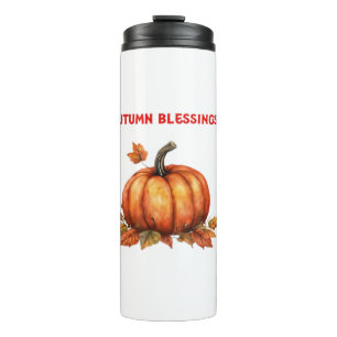 Autumn Blessings Pumpkin with Fall Leaves Classic  Thermal Tumbler