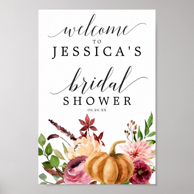 Autumn Bliss Bridal Shower Welcome Sign (Front)