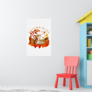 Autumn Bliss Cute Mouse Fall Wall Art