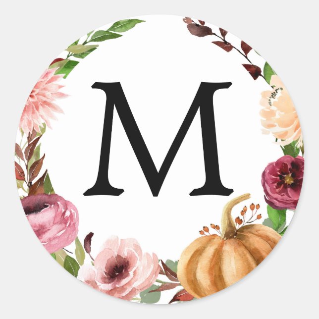 Autumn Bliss Monogram Favours Stickers Rustic (Front)