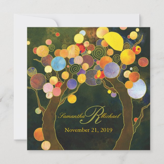 Autumn Bliss Rustic Tree Theme Wedding Invitation (Front)