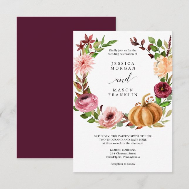 Autumn Bliss Wedding Invitation (Front/Back)