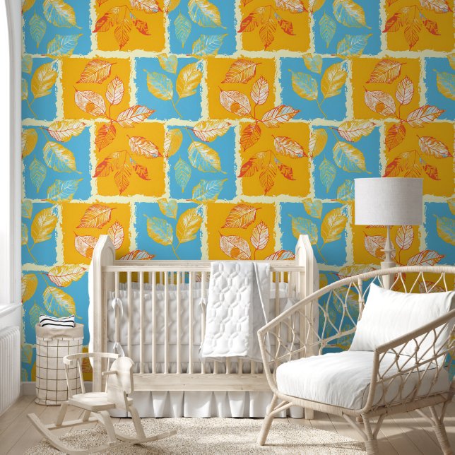 Autumn Block Leaves Wallpaper (Kids)
