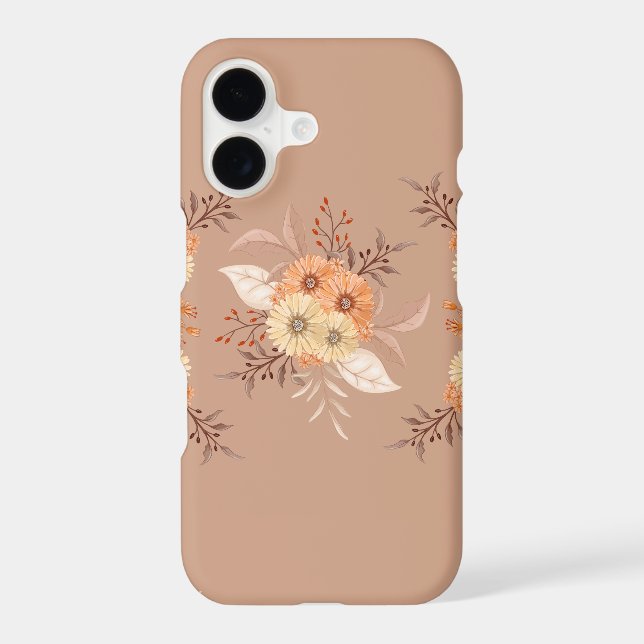 Autumn Bloom – Beige & Orange Floral Art (Back)