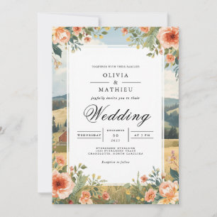 Autumn Bloom Countryside Wedding Invitation