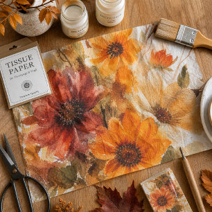 Autumn Bloom Fall Florals Watercolor Tissue Paper